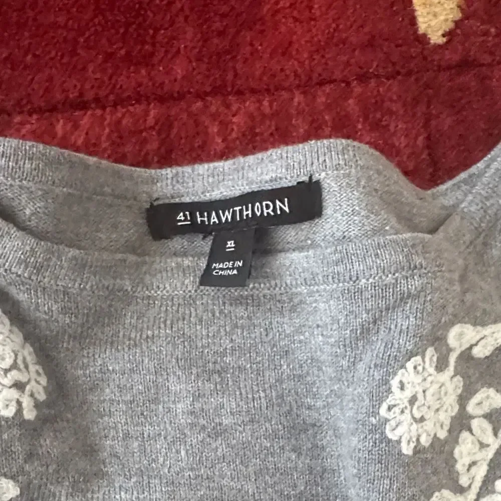 41 Hawthorn Gray Sweater with White Embroidery